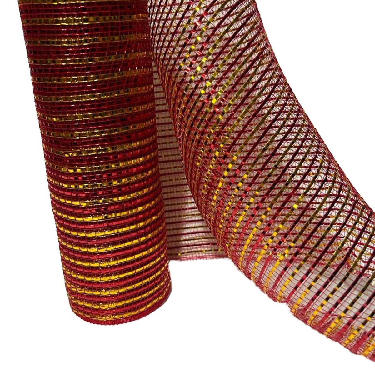 GENERICO - Malla Cinta Navidad Rojo Dorado 15Cm Decoración de Arbol