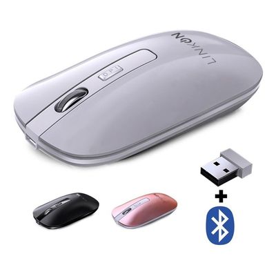 Imagen 2 del producto Mouse Inalambrico Dual Bluetooth Usb Recargable Para Mac Win - Blanco