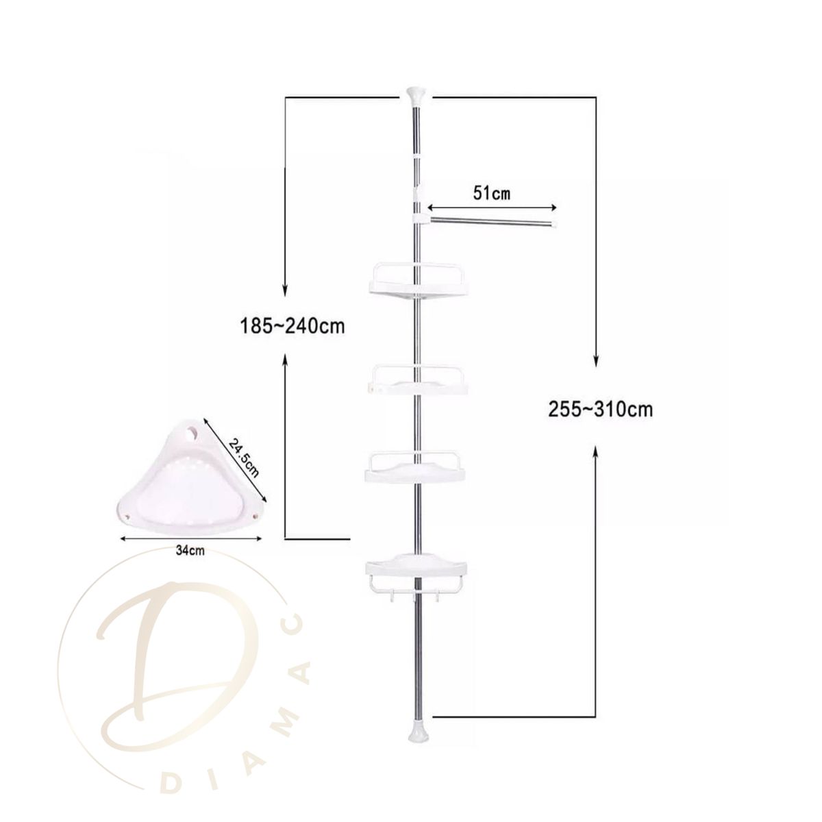 GENERICO - Esquinero de Ducha Multiuso 4 Repisas Ajustable