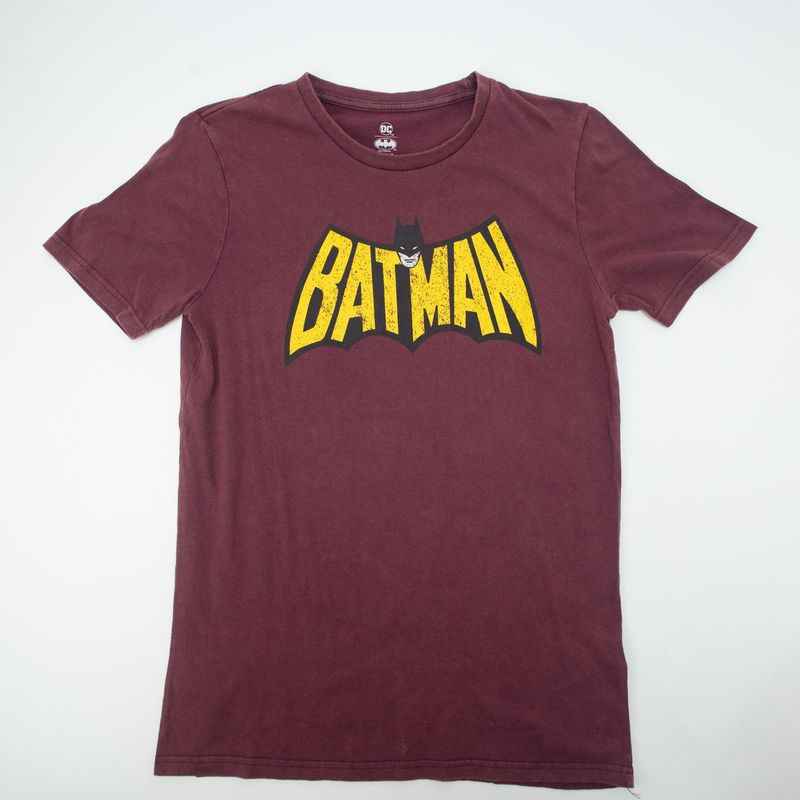 DC COMICS - Polera Mujer Batman Face On Logo Burdeo Dc Comics