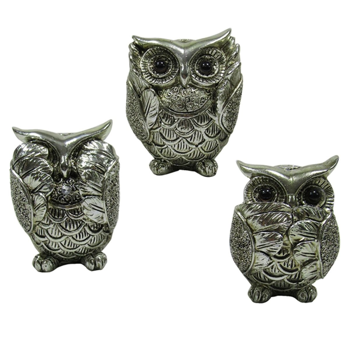 GENERICO - FIGURA BUHO CIEGO - SORDO - MUDO C/U   ( 9 x 6 x11 cm)