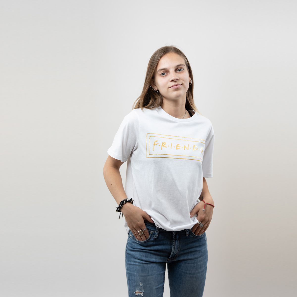 FRIENDS - Polera Mujer Logo Blanco Friends