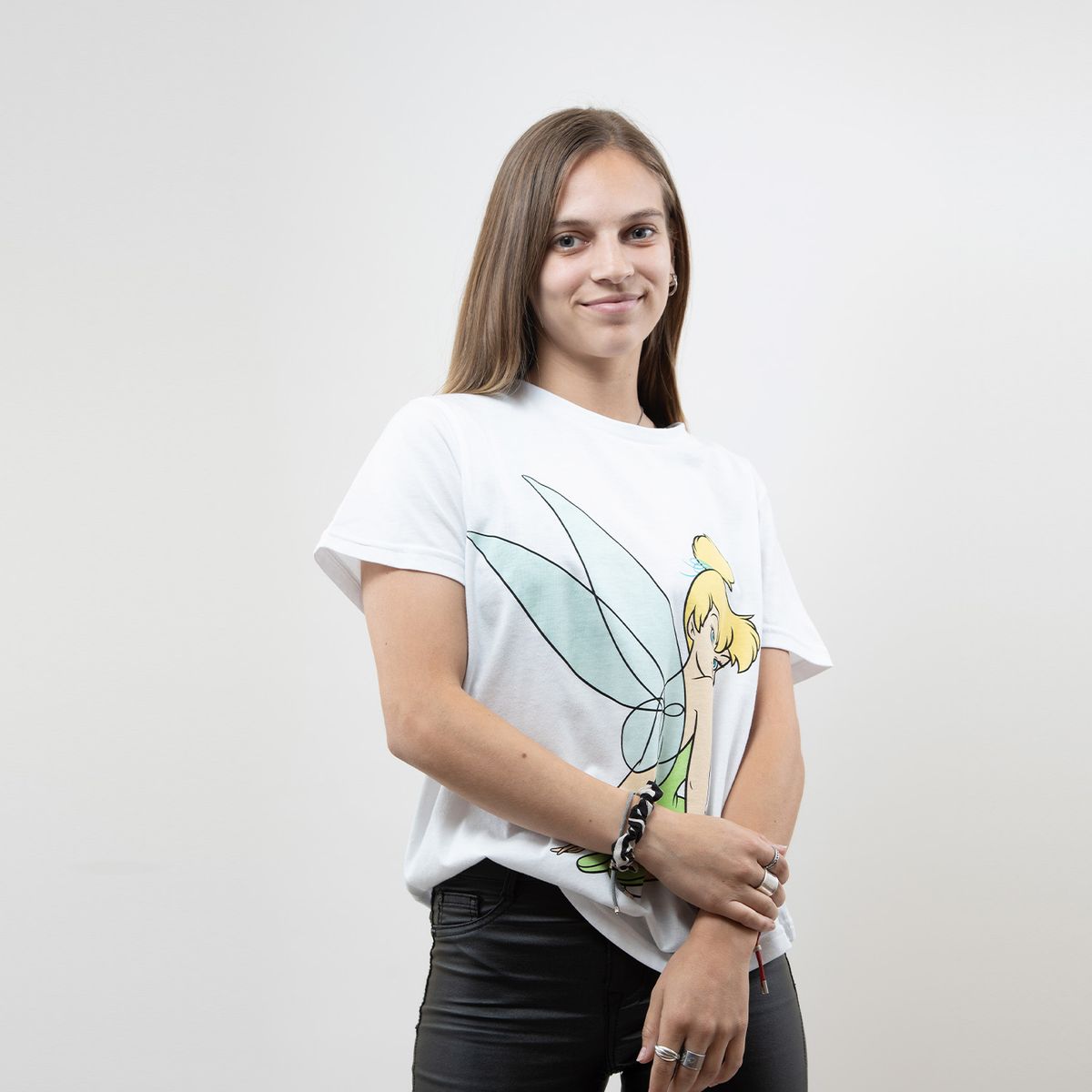 DISNEY - Polera Mujer Tinkerbell Sentada Blanco Disney