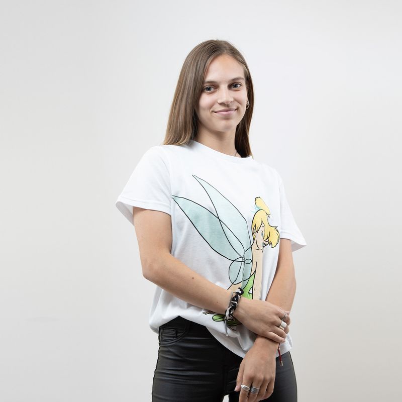DISNEY - Polera Mujer Tinkerbell Sentada Blanco Disney