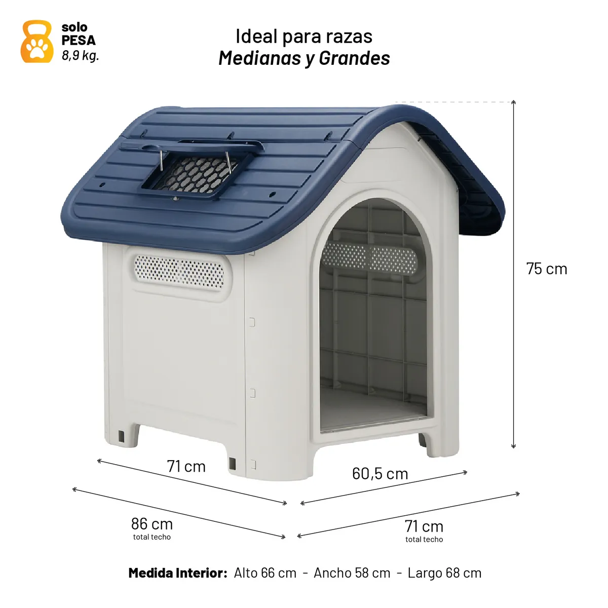 PETWOOW - Casa de perro Mascota Skylight 87x72x75 cm PetWoow