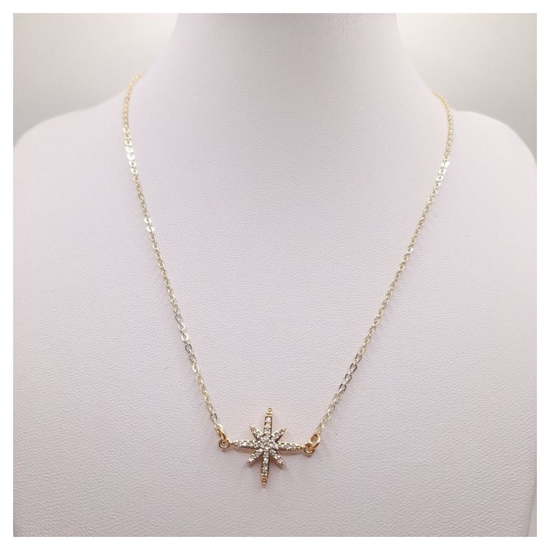 CAT JOYAS - Cadena enchapada oro Estrella circones