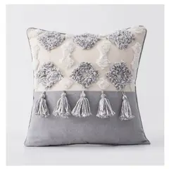 COMPRAPO - Set X 2 Fundas para Cojín Boho Chic Algodón Gris Crudo 45x45 cm