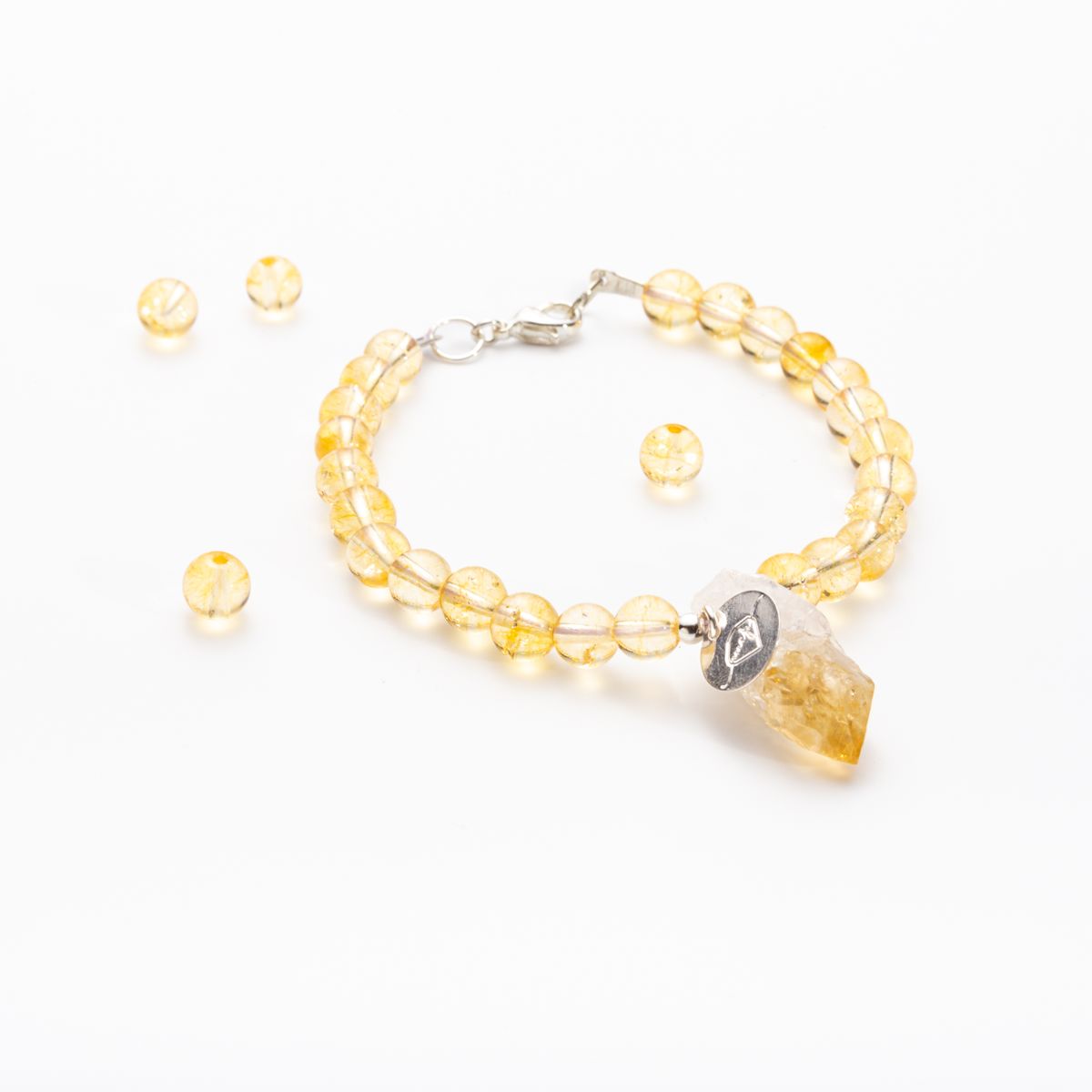 MCPTIENDATALLER - Pulsera de piedras citrino y colgante citrino