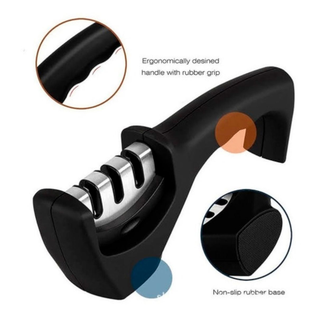 GENERICO - Afilador De Cuchillos Manual De 3 Etapas Con Herramienta
