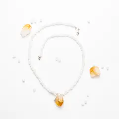 MCPTIENDATALLER - Collar de cuarzo blanco y colgante citrino