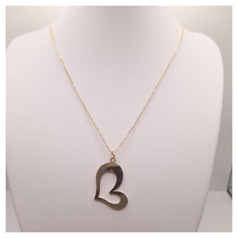 CAT JOYAS - Cadena con colgante de corazón enchapada en oro