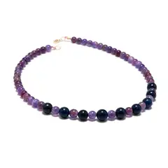 MCPTIENDATALLER - Collar de piedras amatista y detalles de lapislázuli.