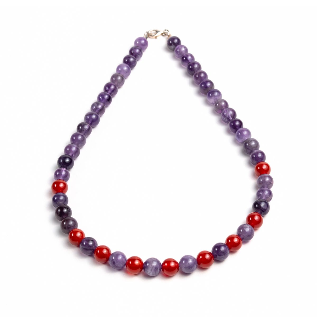 MCPTIENDATALLER - Collar de piedras amatista y detalles de cornalina