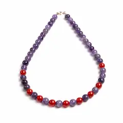 MCPTIENDATALLER - Collar de piedras amatista y detalles de cornalina