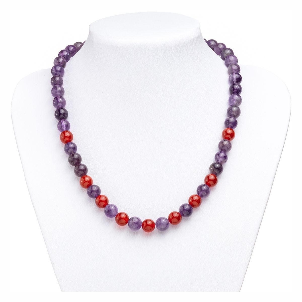 MCPTIENDATALLER - Collar de piedras amatista y detalles de cornalina