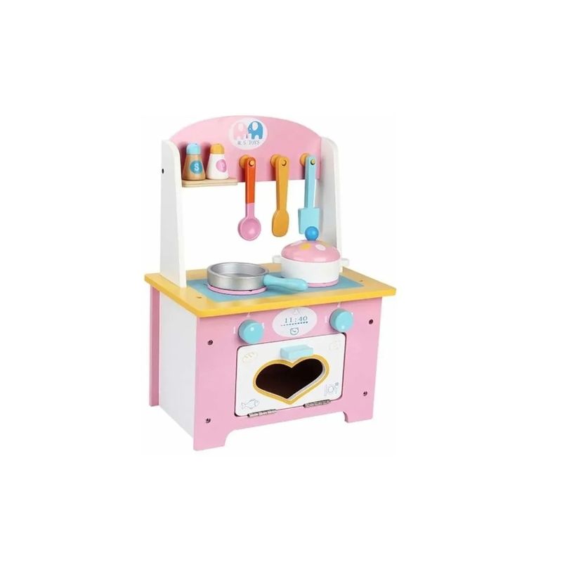 GENERICO - Cocina De Madera Rosada Niña Montessori Corazón juego