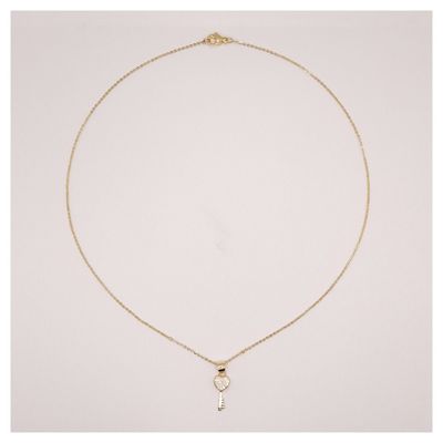 Imagen 2 del producto Cadena con colgante de llave con corazón con circón enchapado en oro