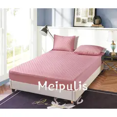 ANGELES DEL HOGAR - Cubrecolchon Impermeable Plaza y media + 1 Funda de Almohada Rosado