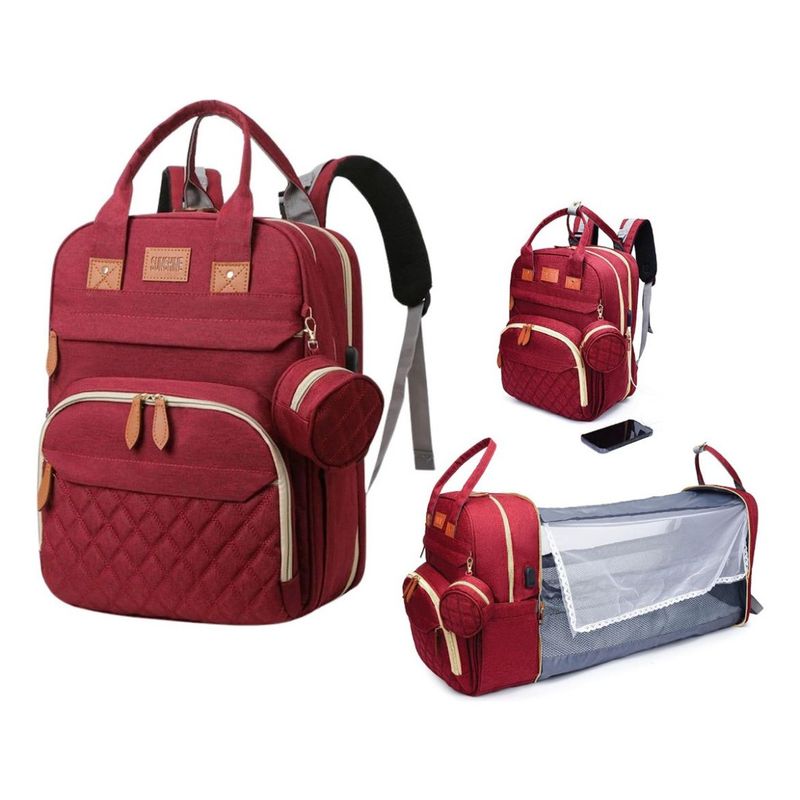 MV MOVAC - Mochila 3 en 1 Pañalera, Cuna Portátil Para Bebés Mama Moderna