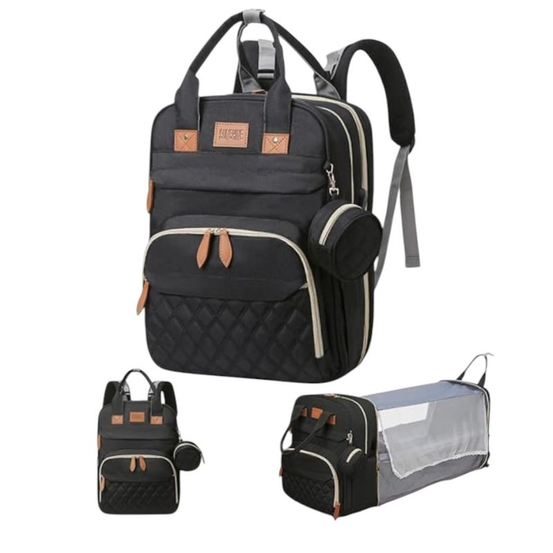 MV MOVAC - Mochila 3 en 1 Pañalera, Cuna Portátil Para Bebés Mama Moderna
