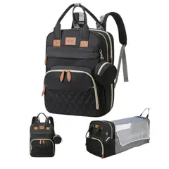 MV MOVAC - Mochila 3 en 1 Pañalera, Cuna Portátil Para Bebés Mama Moderna
