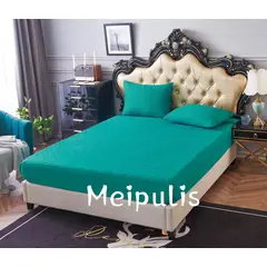 ANGELES DEL HOGAR - Cubrecolchon Impermeable King + 2 Fundas de Almohadas Turquesa