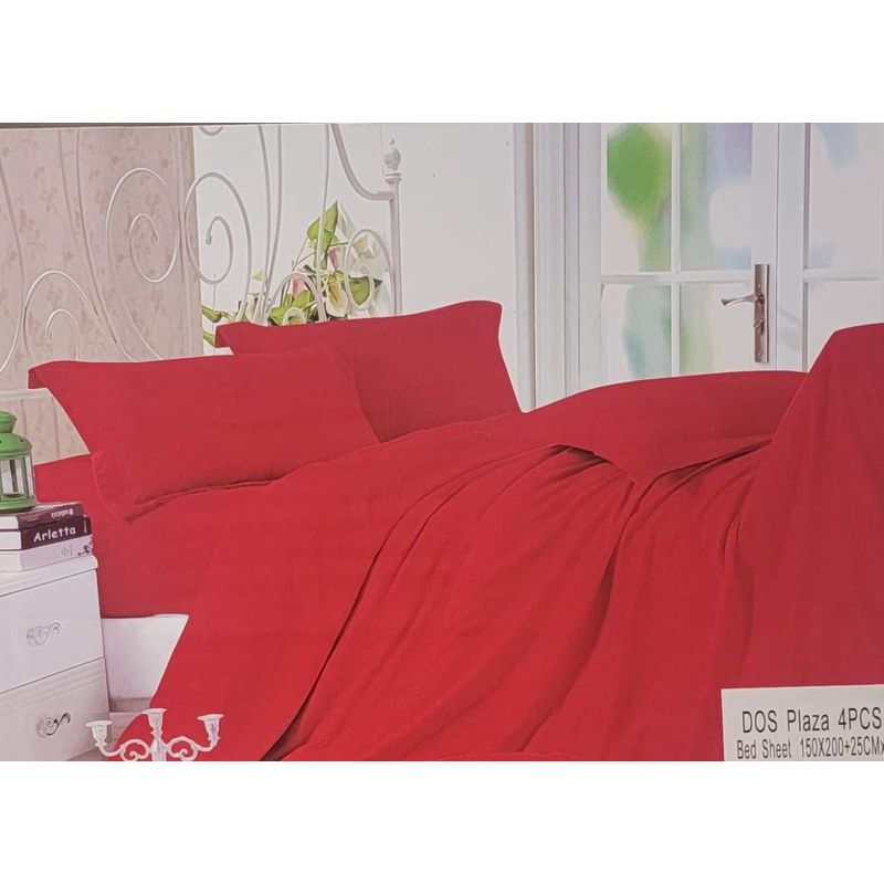 ANGELES DEL HOGAR - Juego De Sabanas 2 plaza  + 2 Fundas D Almohadas Rojo