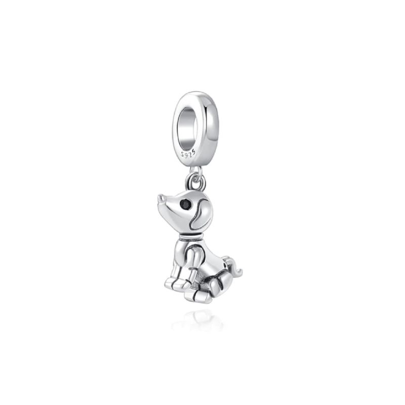 SILVER HEART - Charm Perrito Cachorro en Plata Fina 925 SILVER HEART