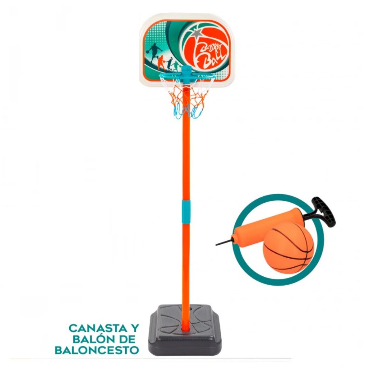 SPACEZAT - Aro de Basketball Pedestal con Pelota e Inflador