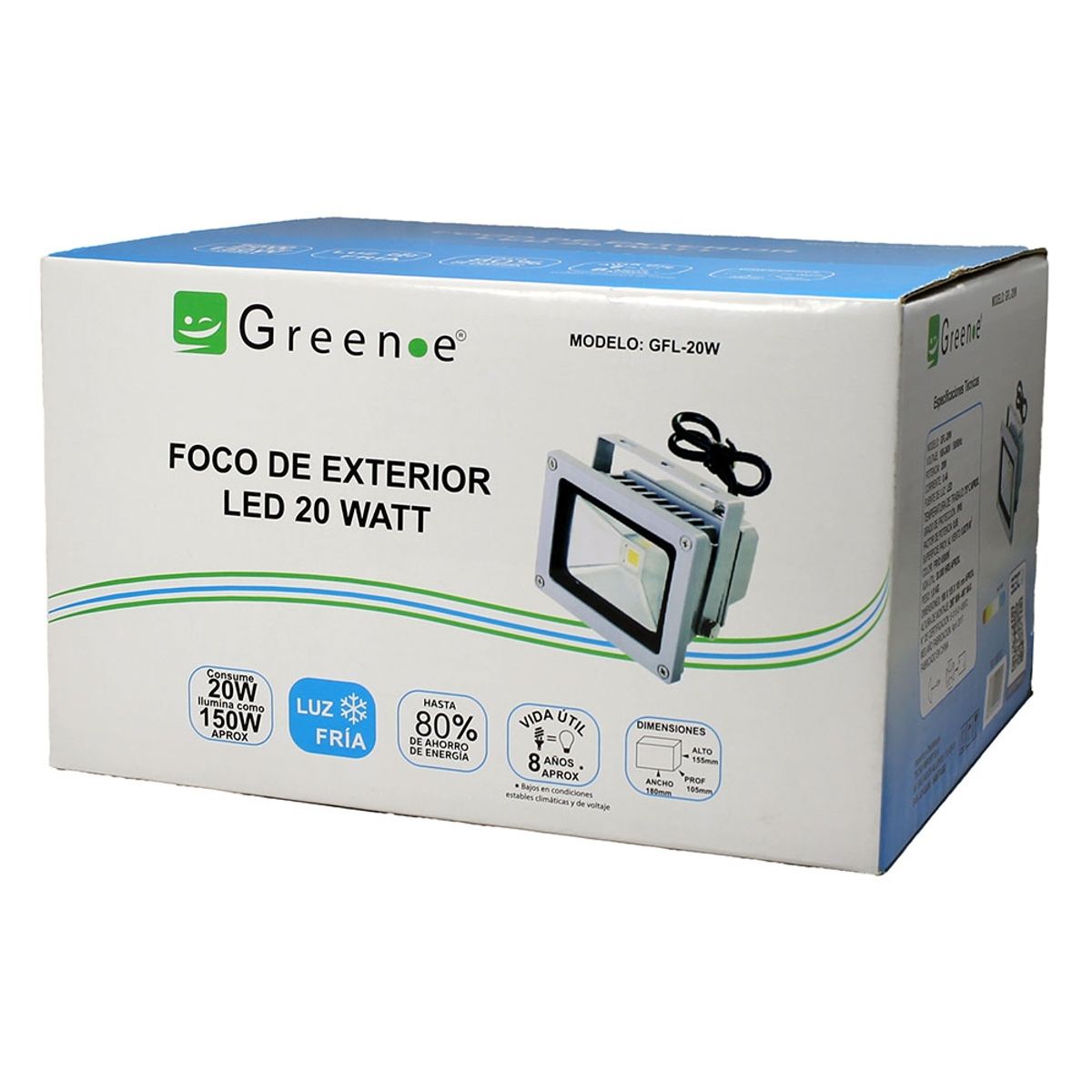 GREEN E - Foco Exterior Led de 20 W Luz Fría. Green e