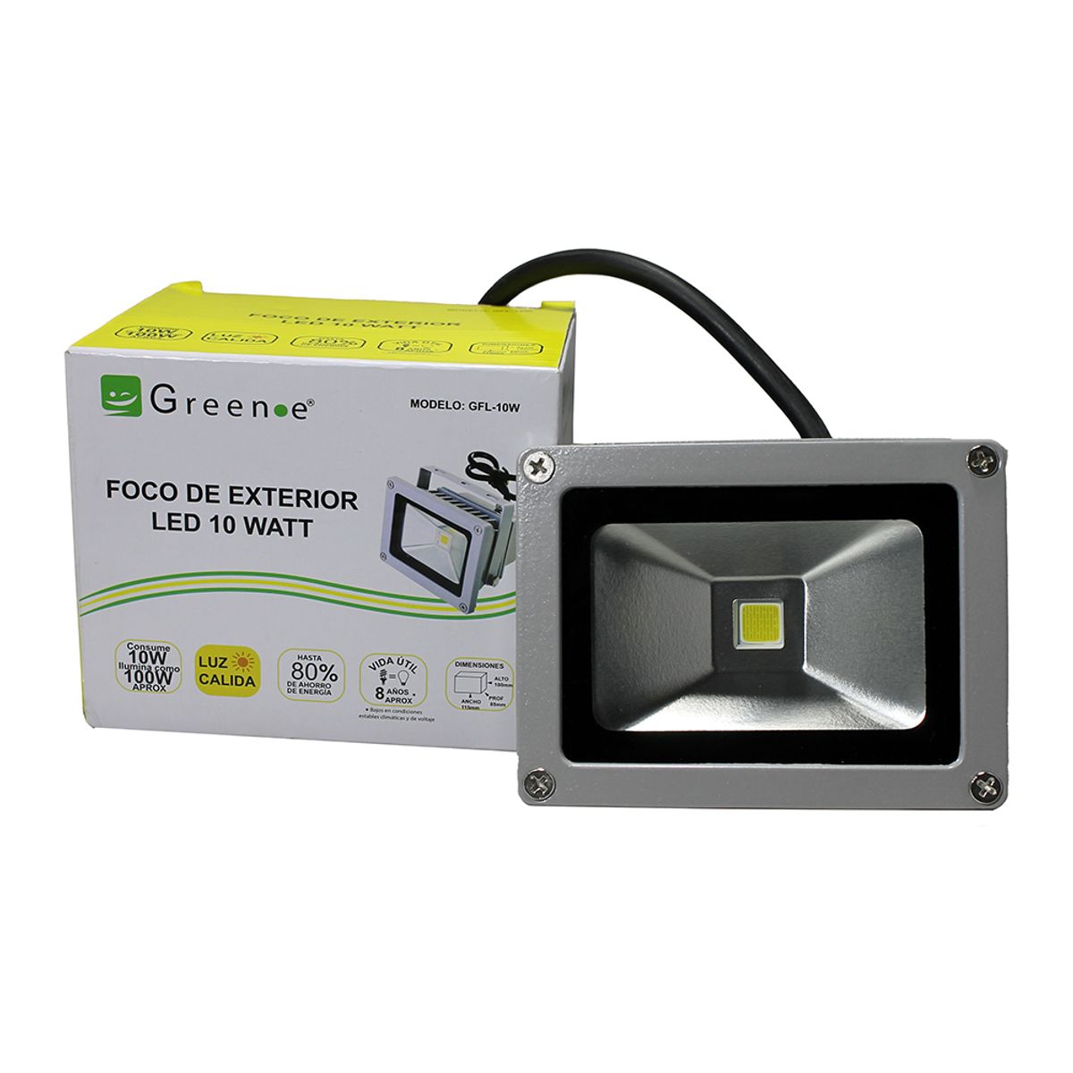 GREEN E - Foco Exterior Led de 10 W Luz Cálida. Green e