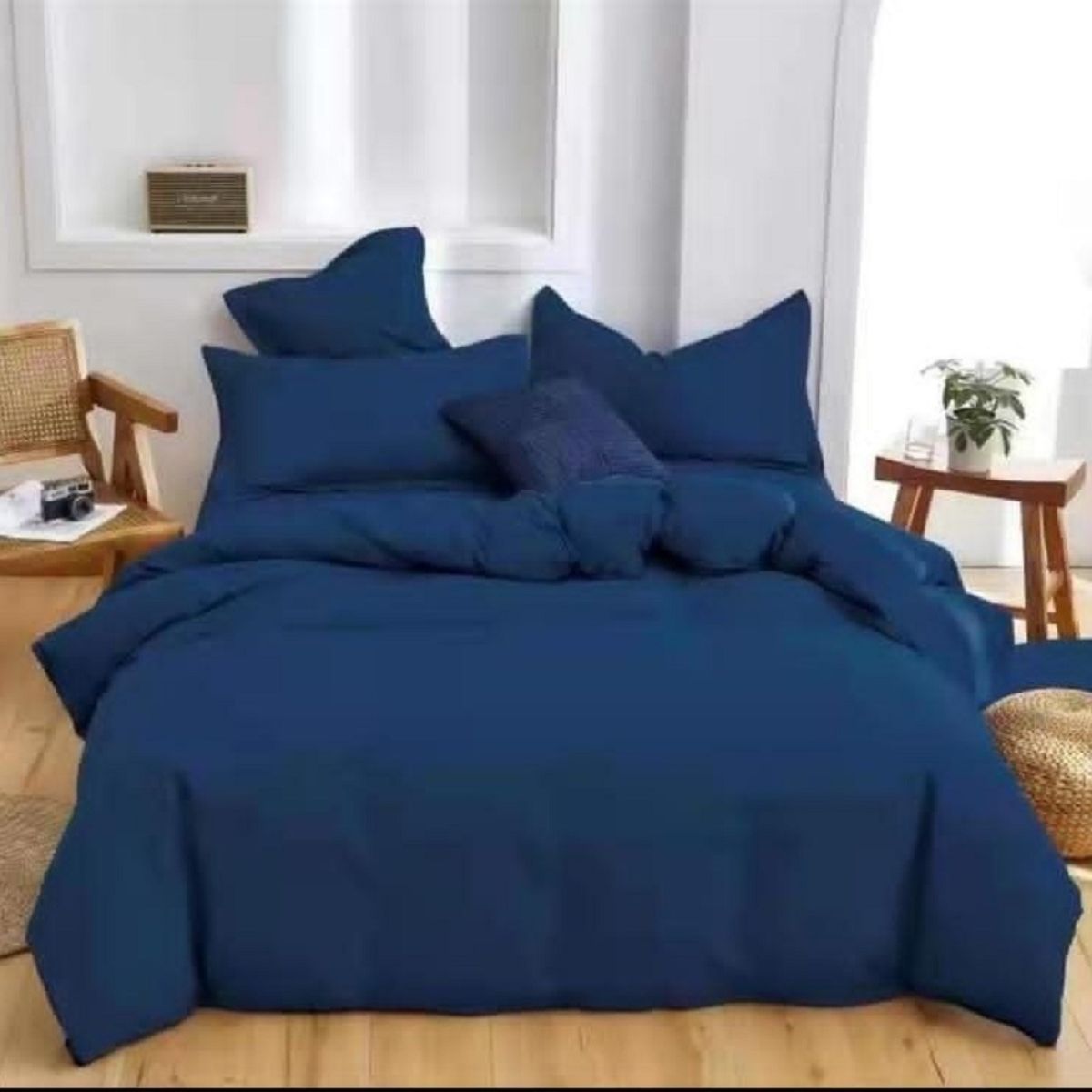 ANGELES DEL HOGAR - Juego De Sabanas King + 2 Fundas D Almohadas Azul Oscuro