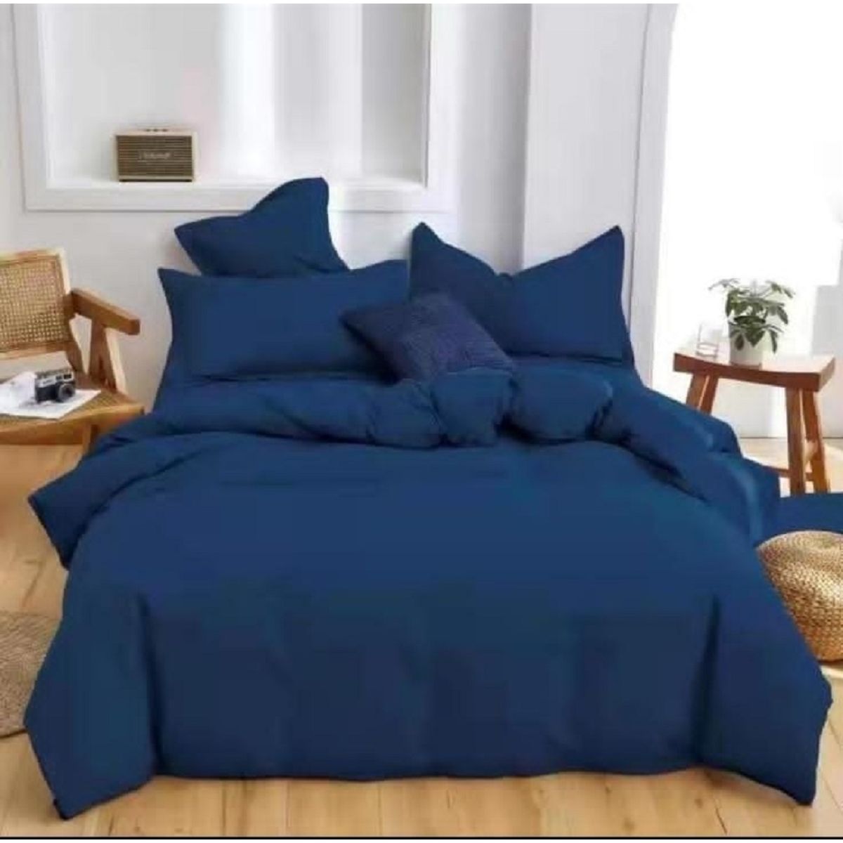 ANGELES DEL HOGAR - Juego De Sabanas King + 2 Fundas D Almohadas Azul Oscuro