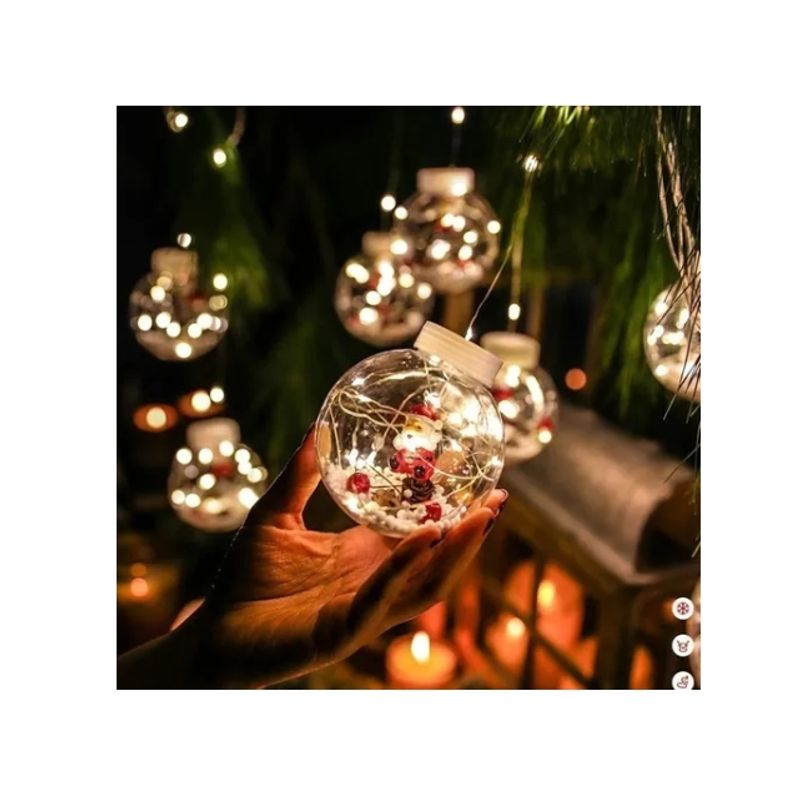 GENERICO - Cortina Esfera Luces Led Solar Trasparentes Navidad 6965 cálida