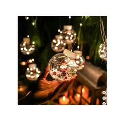 GENERICO - Cortina Esfera Luces Led Solar Trasparentes Navidad 6965 cálida