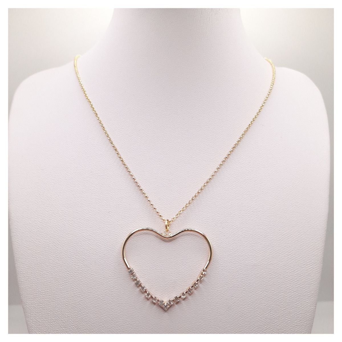 CAT JOYAS - Cadena con corazón de circones enchapado en oro