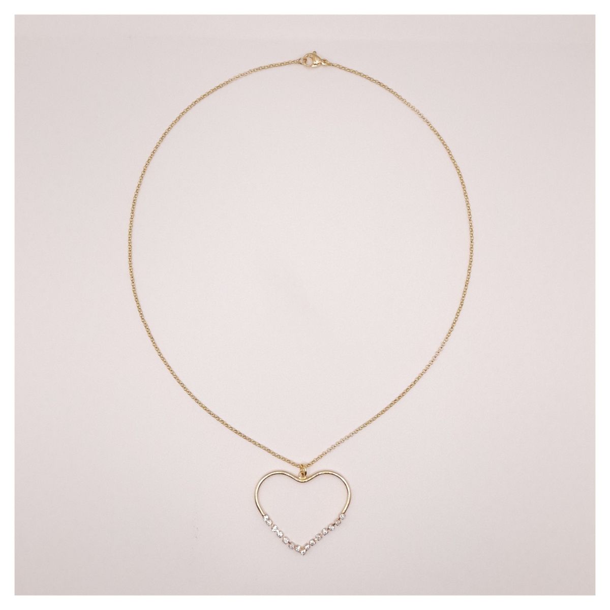 CAT JOYAS - Cadena con corazón de circones enchapado en oro