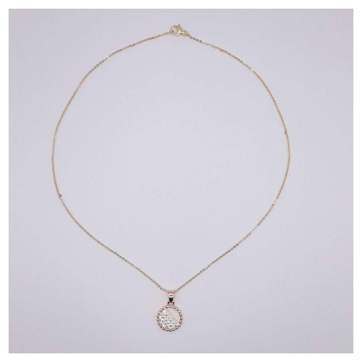 CAT JOYAS - cadena con colgante redondo circones enchapado en oro