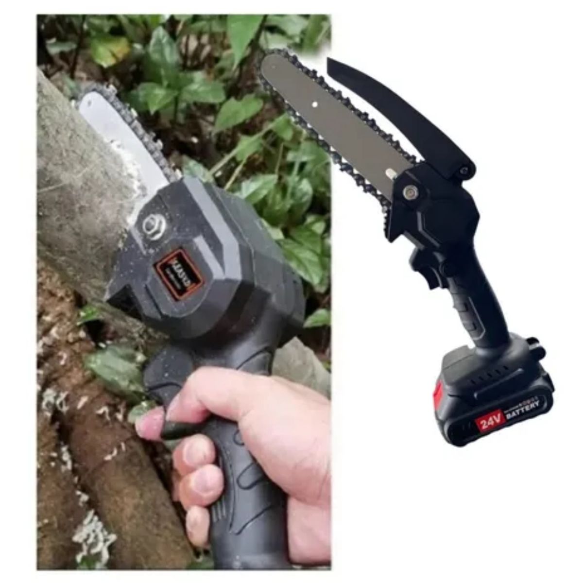 GENERICO - Mini Motosierra Inalámbrica Corta Madera 6 Pulgadas + Batería