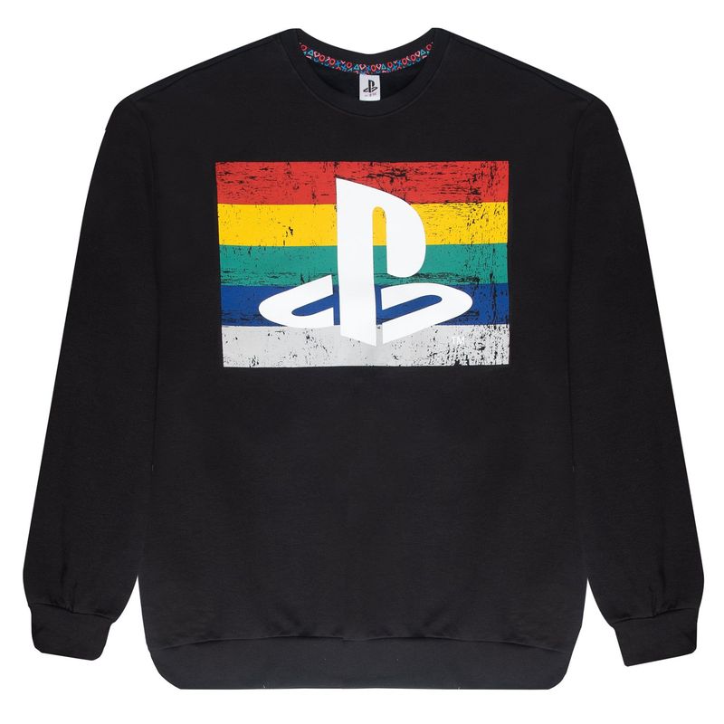 PLAYSTATION - Poleron Hombre Icono Bandera Negro Playstation