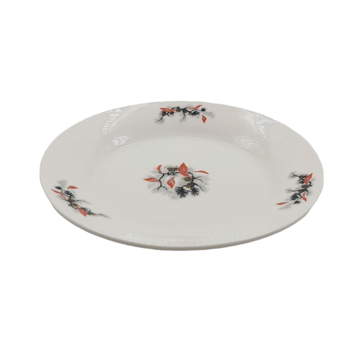 MOGA - Plato Loza Blanca Playo Mediano 17x3cm flores