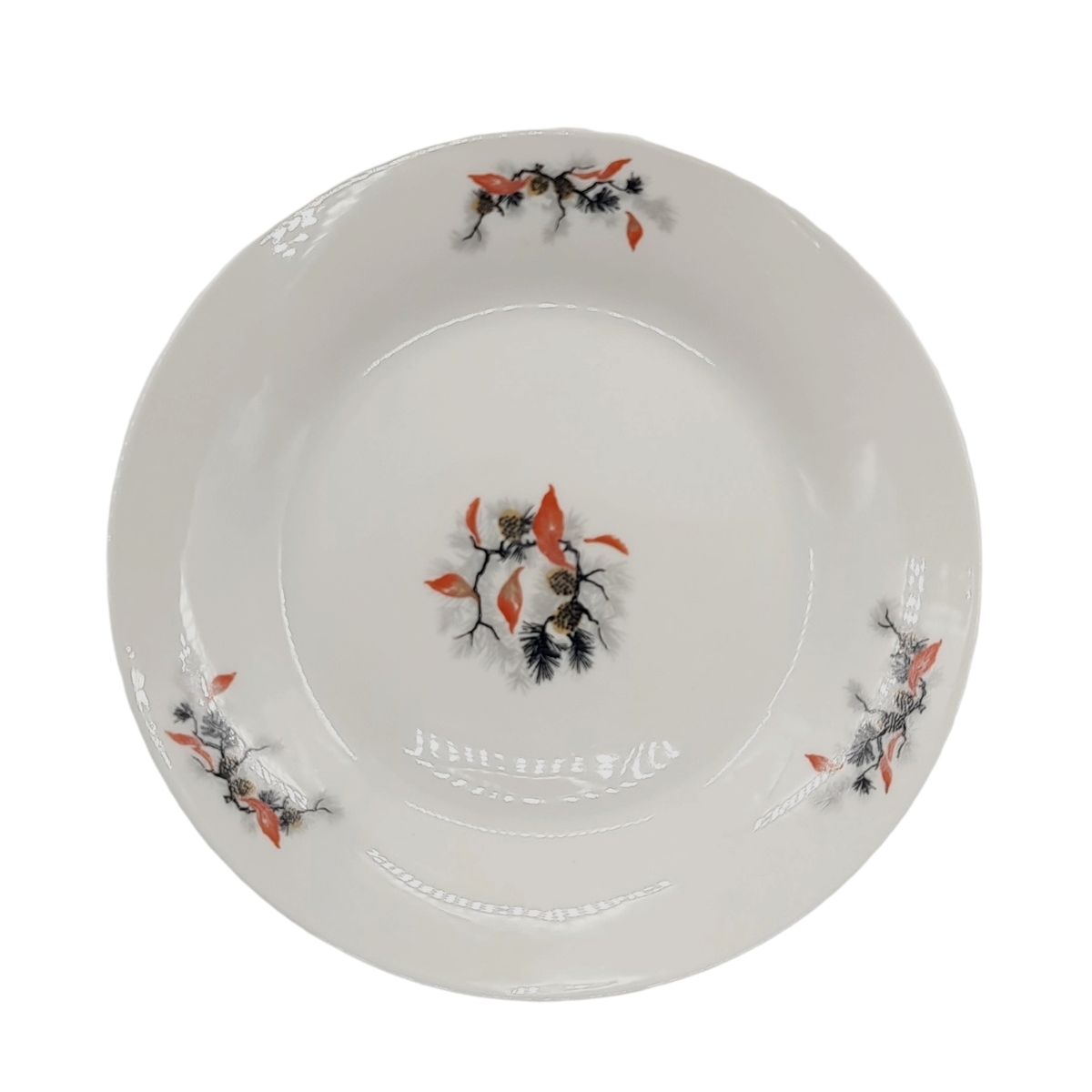 MOGA - Plato Loza Blanca Playo Mediano 17x3cm flores
