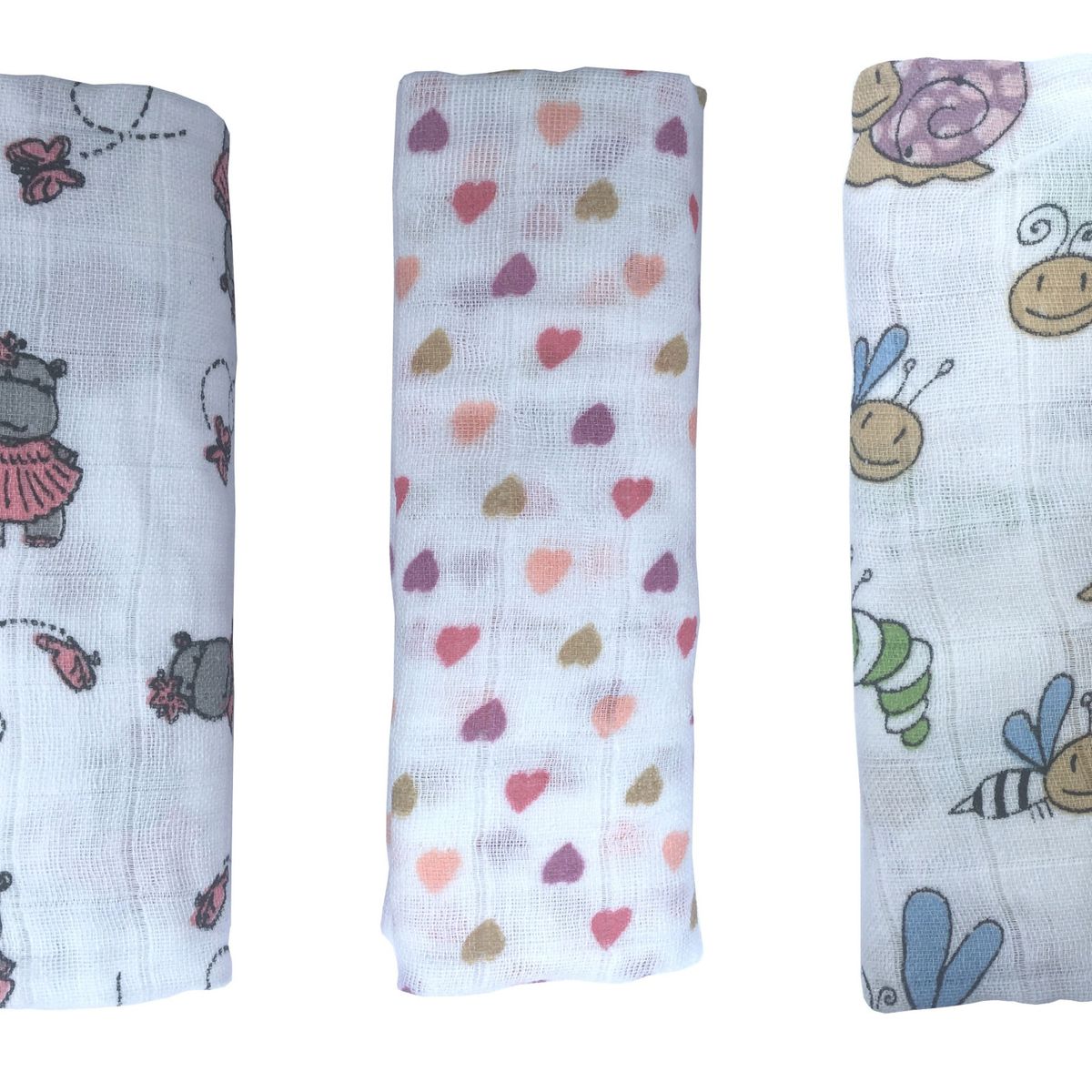 PELLITOS - PACK 3 PAÑAL GASA NIÑA 100% ALGODÓN