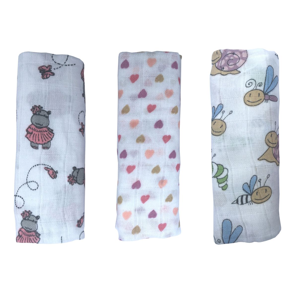 PELLITOS - PACK 3 PAÑAL GASA NIÑA 100% ALGODÓN