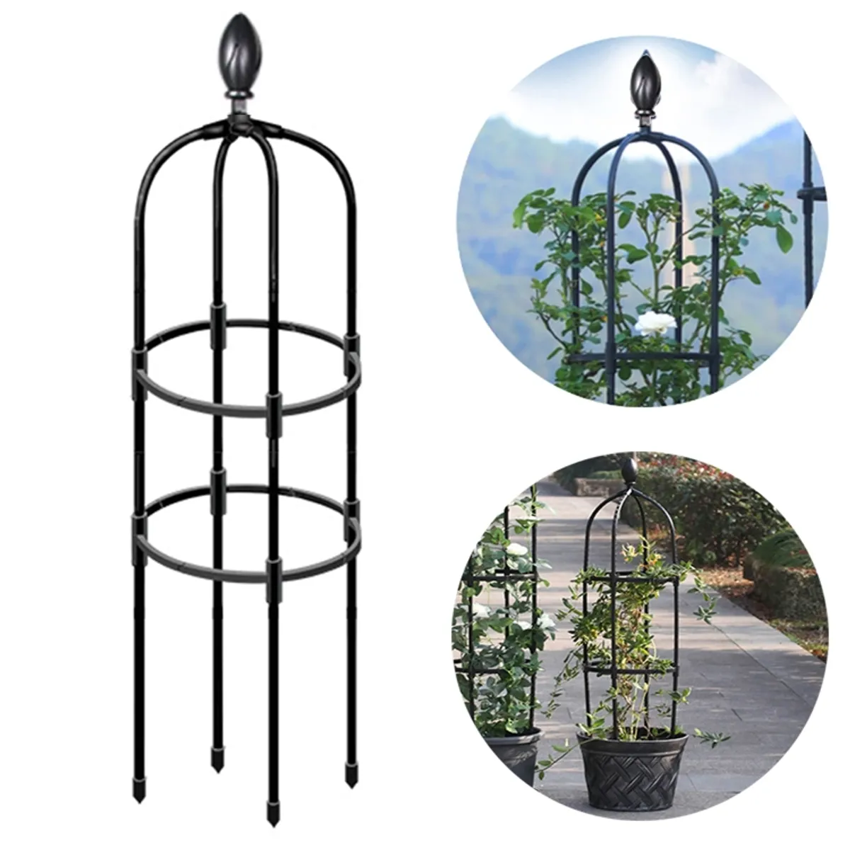 MIABU - Soporte plantas trepadoras enredaderas rosal Obelisco 115 cms