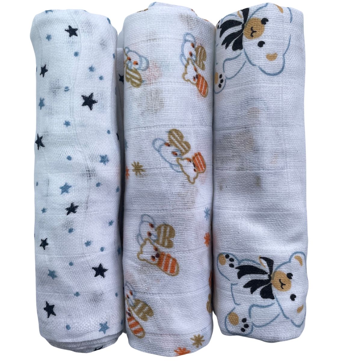 PELLITOS - PACK 3 PAÑAL GASA 100% ALGODÓN