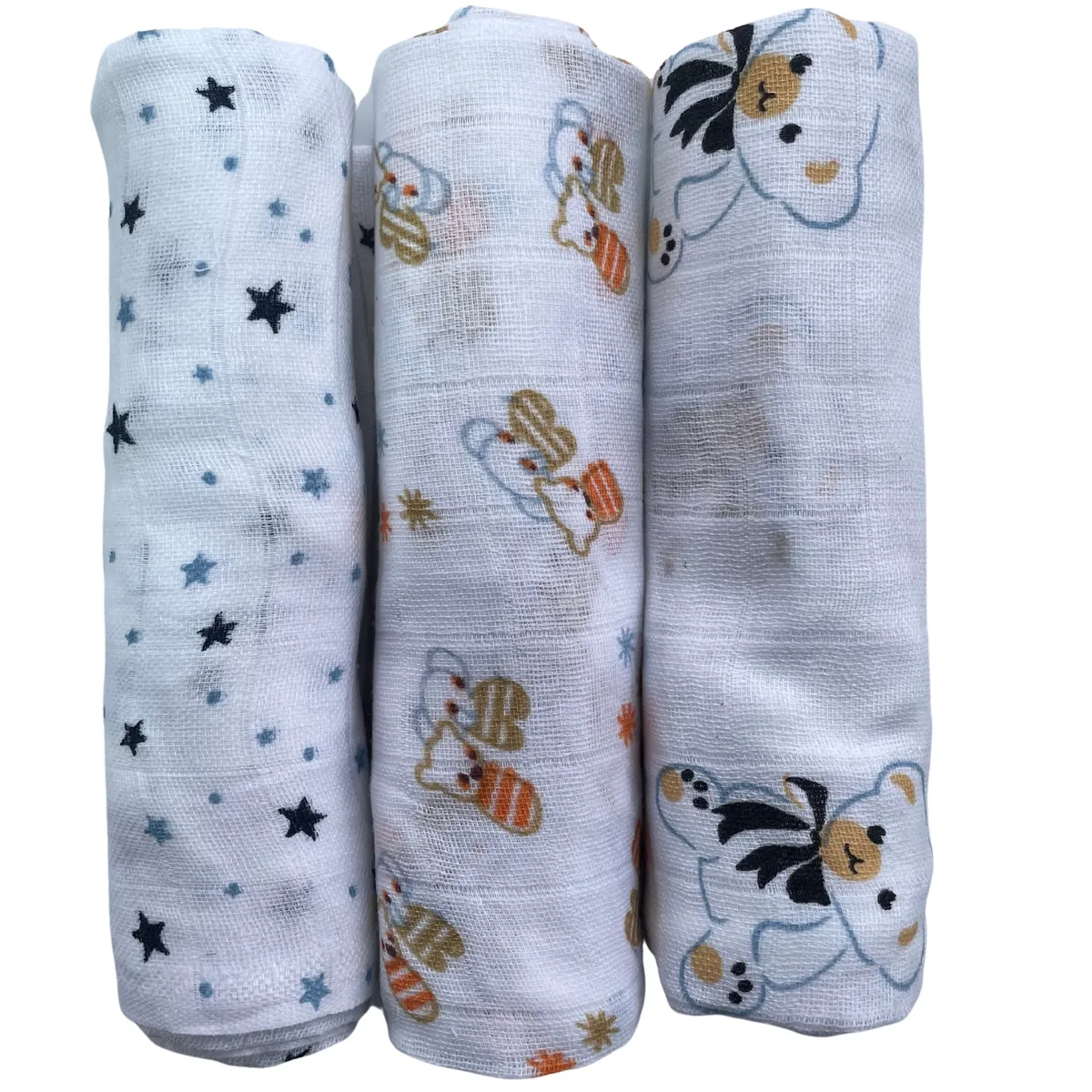 PELLITOS - PACK 3 PAÑAL GASA 100% ALGODÓN