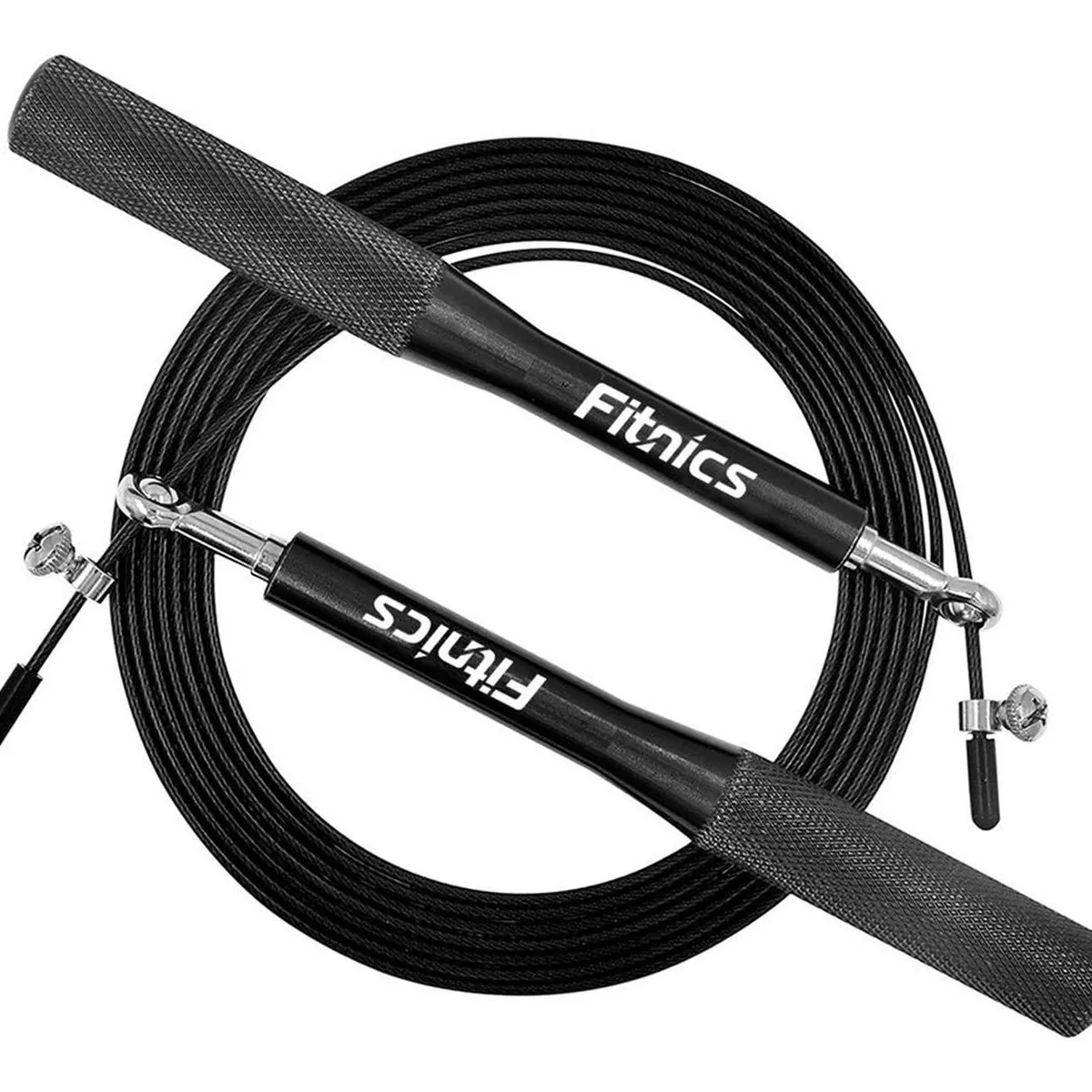 FITNICS - Cuerda Saltar Velocidad Aluminio FitnicsAjustable - Negro