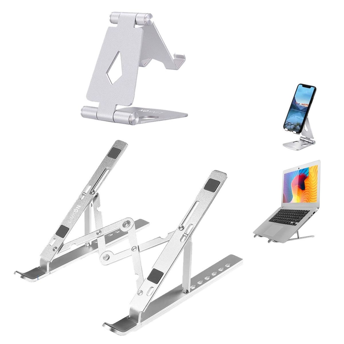 LINKON - Combo Base Aluminio Para Macbook Notebook + Soporte Celular