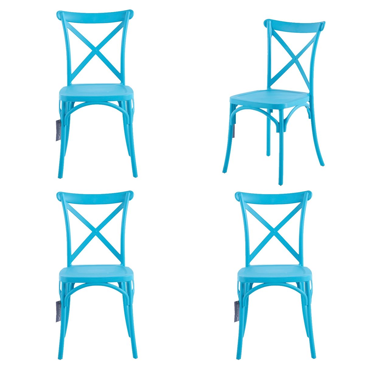 VINCENZI - Pack 4 Sillas Crossback Azul